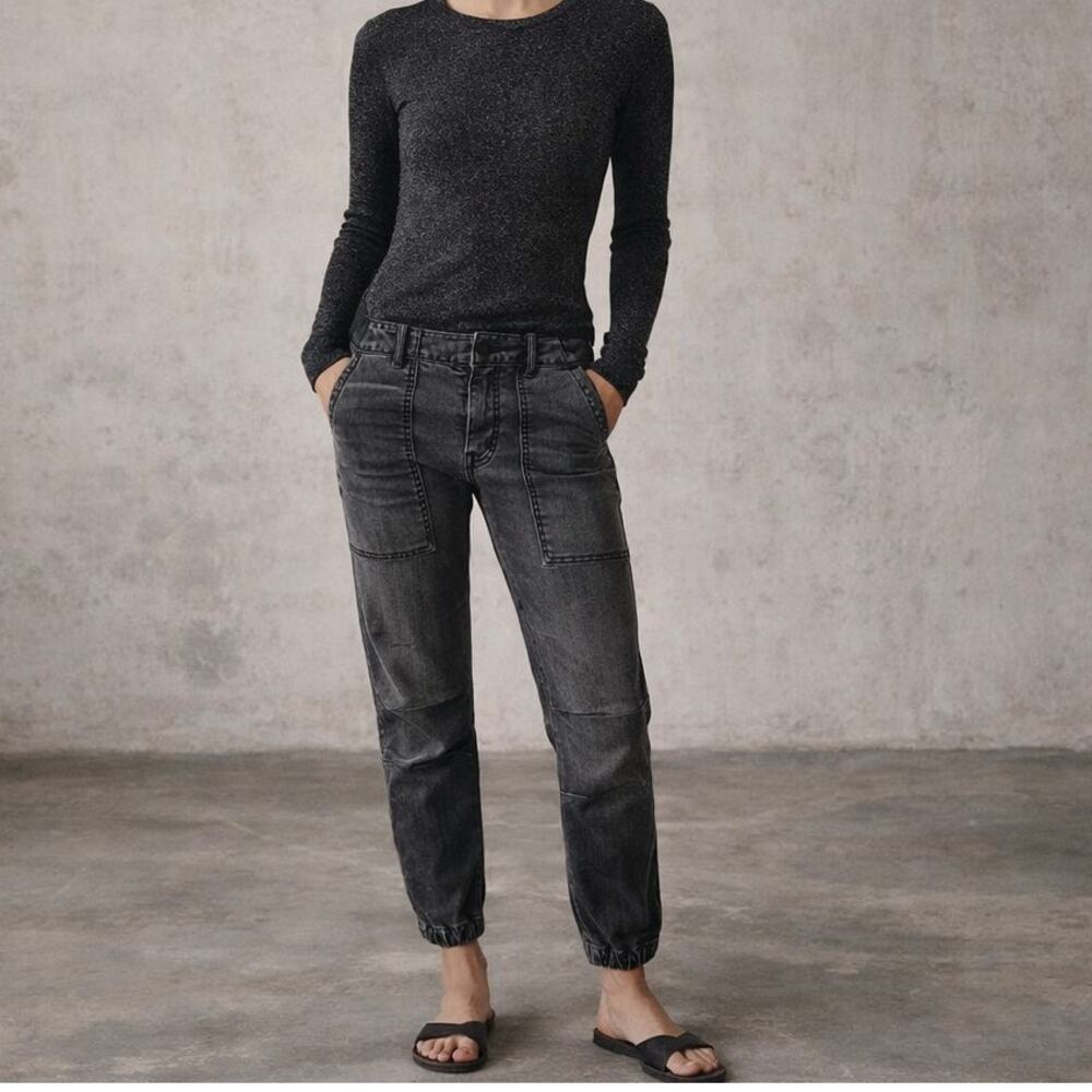 NILI LOTAN Mid Rise Military Cropped jean Pant in Washed black sz 25